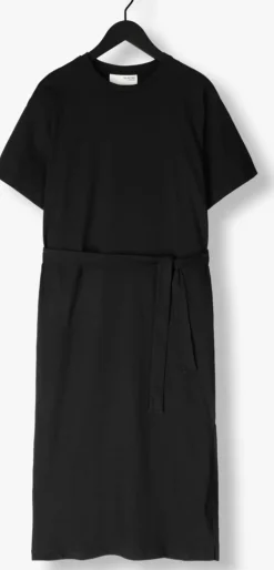 zwarte selected femme maxi jurk slfessential ss pocket ankle dress