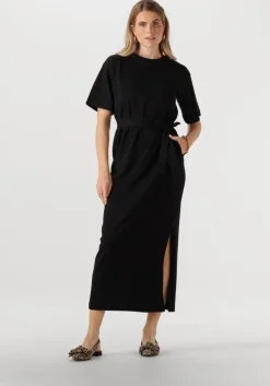 zwarte selected femme maxi jurk slfessential ss pocket ankle dress