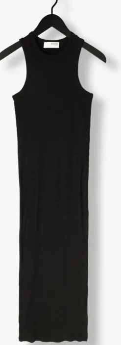 zwarte selected femme maxi jurk slfanna sl ankle tank dress