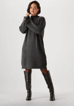 zwarte selected femme mini jurk slflulu ls high neck knit dress