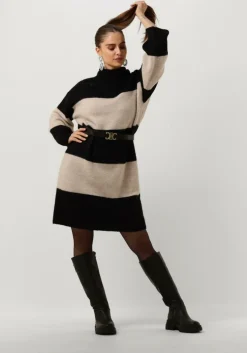 zwarte selected femme mini jurk slfalva ls knit high neck dress