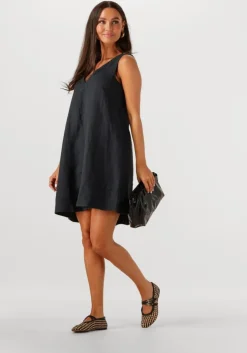 zwarte selected femme mini jurk slflinna sl short linen dress