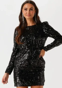 zwarte selected femme mini jurk slfari-colyn ls short sequins