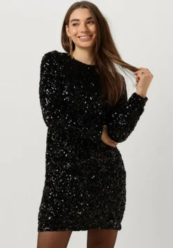zwarte selected femme mini jurk slfcolyn ls short sequins dress