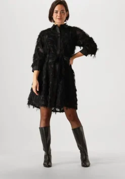 zwarte selected femme mini jurk slfmyline 3/4 short fluffy shirt