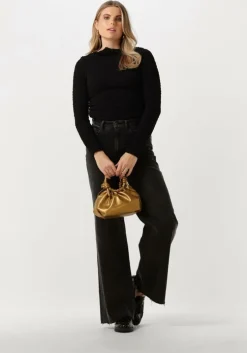 zwarte selected femme tops & t-shirts slfsimi ls o-neck top