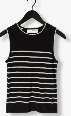 zwarte selected femme top slfesther sl contrast knit top