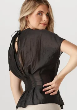 zwarte selected femme top slfiris ss o-neck top