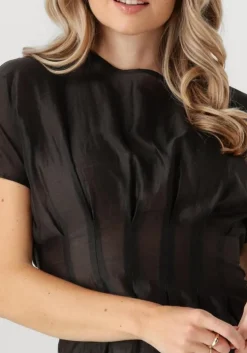 zwarte selected femme top slfiris ss o-neck top