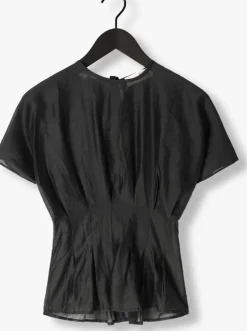 zwarte selected femme top slfiris ss o-neck top