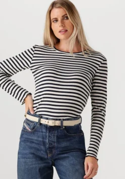 zwarte selected femme tops & t-shirts slfanna ls crew neck tee str