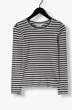 zwarte selected femme tops & t-shirts slfanna ls crew neck tee str