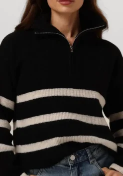 zwarte selected femme trui slfmaline ls knit half zip