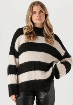 zwarte selected femme trui slfgabella ls knit o-neck camp