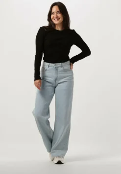 zwarte selected femme t-shirt anna ls crew neck tee