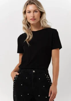 zwarte selected femme t-shirt slfmyessential ss o-neck tee