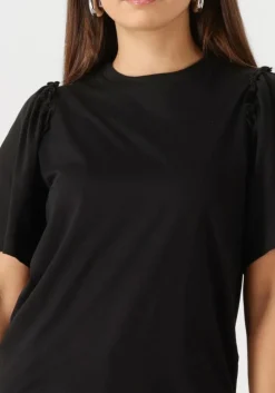 zwarte selected femme t-shirt slfpenelope 2/4 ruffle tee