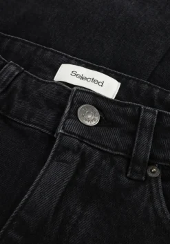 zwarte selected femme wide jeans slfwide bea-kori mw jeans