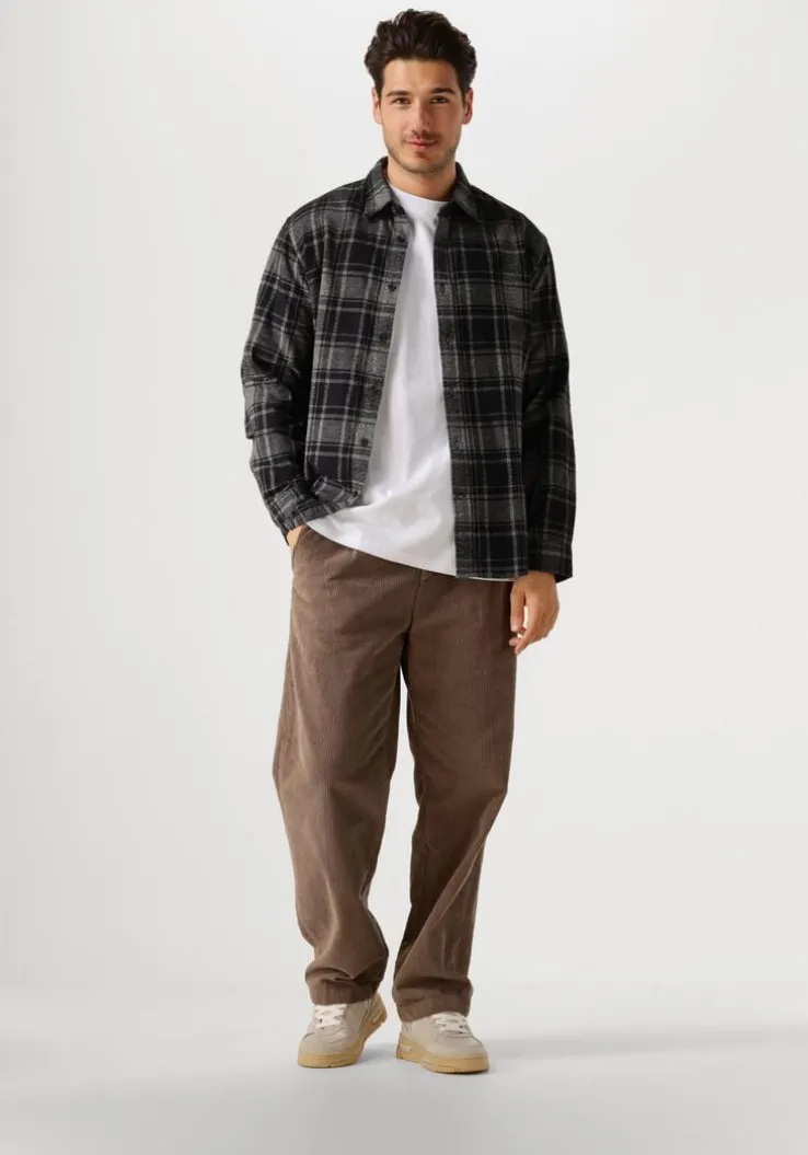 zwarte selected homme casual overhemd slhreg-owen flannel mix shirt