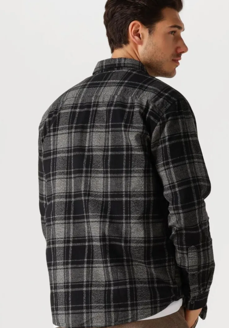 zwarte selected homme casual overhemd slhreg-owen flannel mix shirt