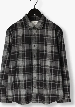 zwarte selected homme casual overhemd slhreg-owen flannel mix shirt