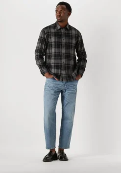 zwarte selected homme casual overhemd slhreg-owen flannel mix shirt
