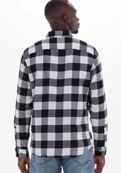 zwarte selected homme casual overhemd slimflannel shirt ls w naw