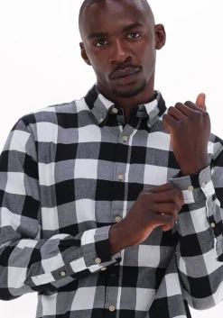 zwarte selected homme casual overhemd slimflannel shirt ls w naw