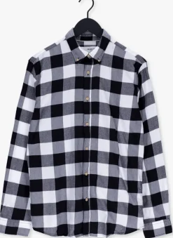 zwarte selected homme casual overhemd slimflannel shirt ls w naw