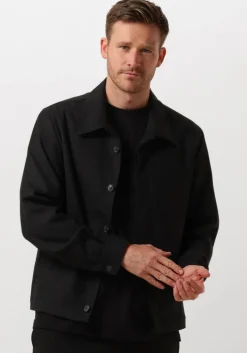 zwarte selected homme overshirt slh-kent wool hybrid blz