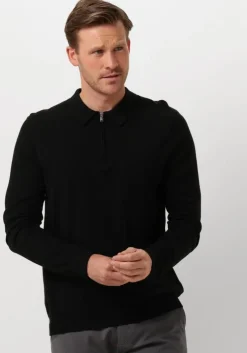 zwarte selected homme polo slhberg ls half zip polo