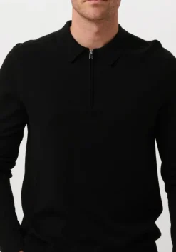 zwarte selected homme polo slhberg ls half zip polo