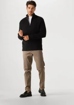 zwarte selected homme trui slhtheo ls knit structure half zip