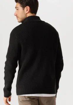 zwarte selected homme trui slhtheo ls knit structure half zip