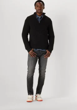 zwarte selected homme trui slhtheo ls knit structure half zip