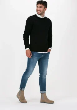 zwarte selected homme trui slhberg crew neck noos