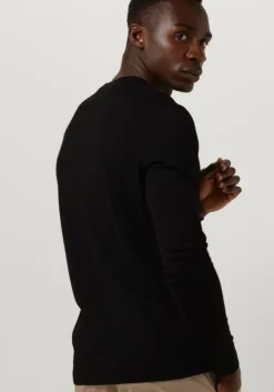 zwarte selected homme trui slhtown merino coolmax knit crew