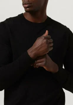 zwarte selected homme trui slhtown merino coolmax knit crew