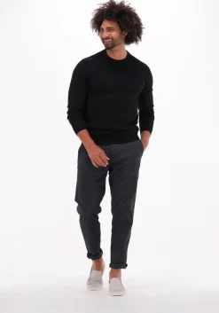 zwarte selected homme trui slhtown merino coolmax knit crew