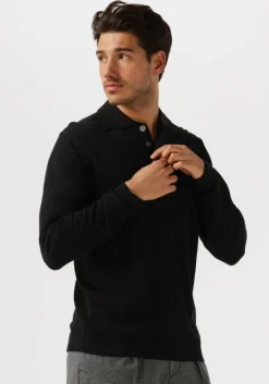 zwarte selected homme trui slhtray ls knit merino polo