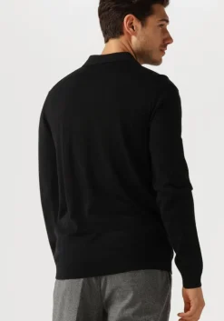 zwarte selected homme trui slhtray ls knit merino polo