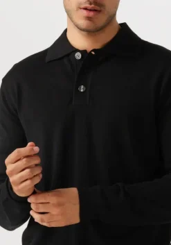 zwarte selected homme trui slhtray ls knit merino polo