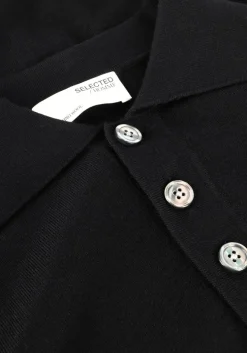 zwarte selected homme trui slhtray ls knit merino polo