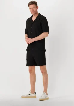 zwarte shiwi casual overhemd men dean waffle structure shortsleeve