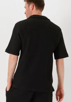 zwarte shiwi casual overhemd men dean waffle structure shortsleeve