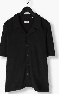 zwarte shiwi casual overhemd men dean waffle structure shortsleeve