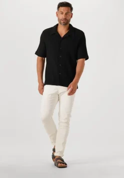 zwarte shiwi casual overhemd men dean waffle structure shortsleeve