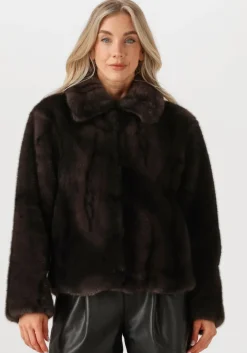 zwarte silvian heach faux fur jas fur coat lizoain