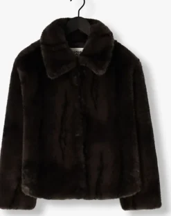 zwarte silvian heach faux fur jas fur coat lizoain