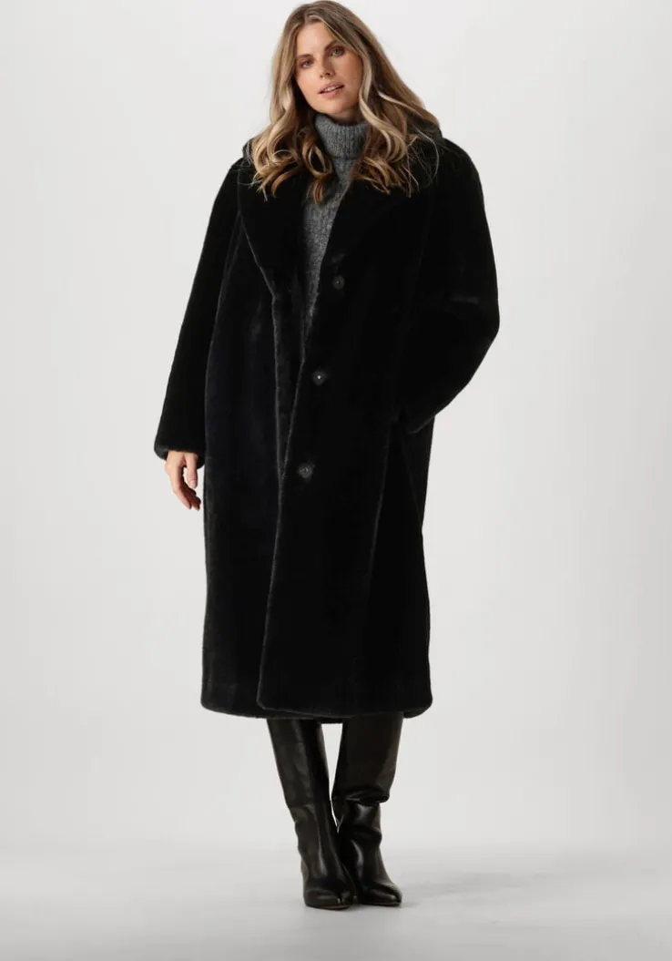 zwarte stand studio faux fur jas maria coat soft